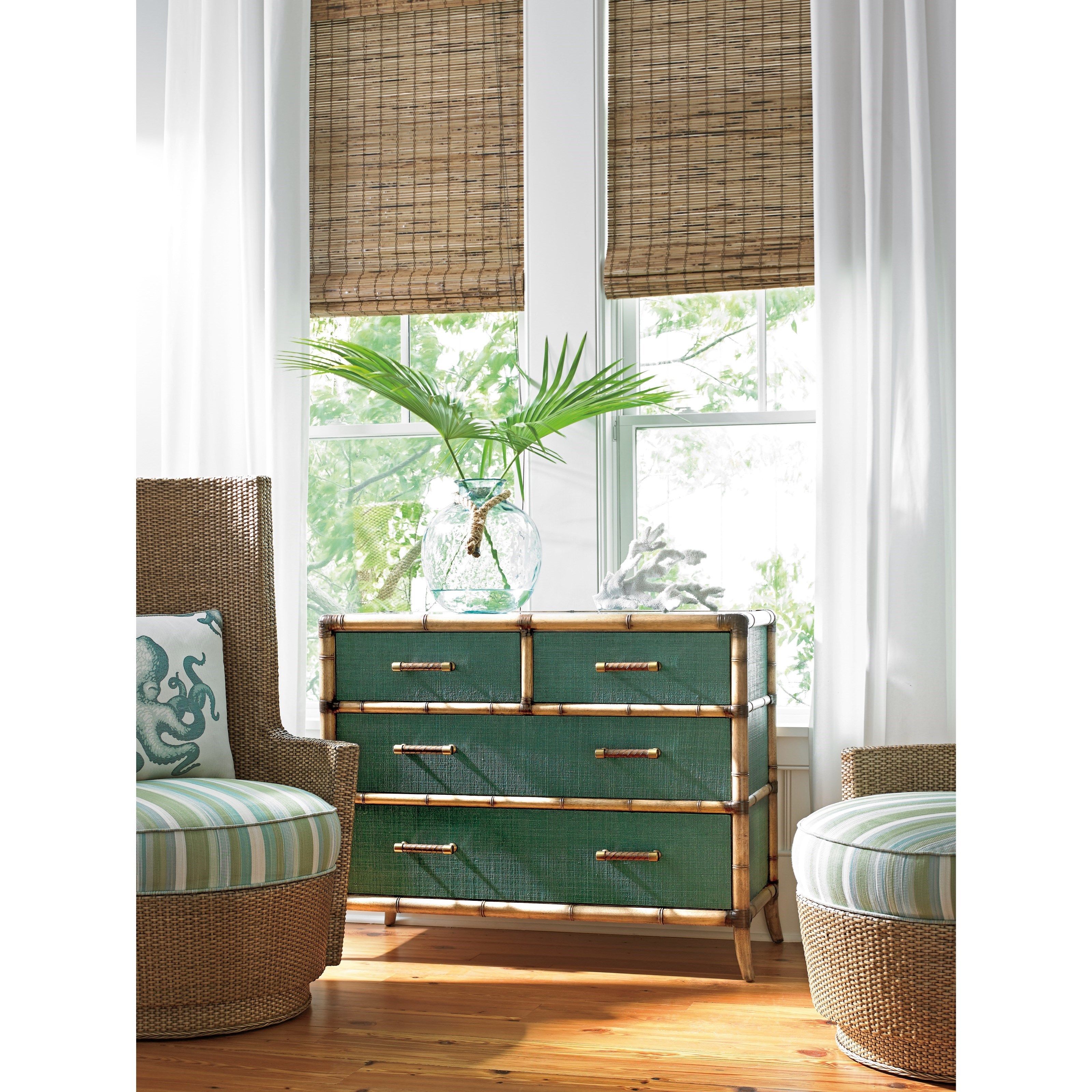 Tommy Bahama Home Twin Palms_Teal 560624 Raffia Accent Chest with